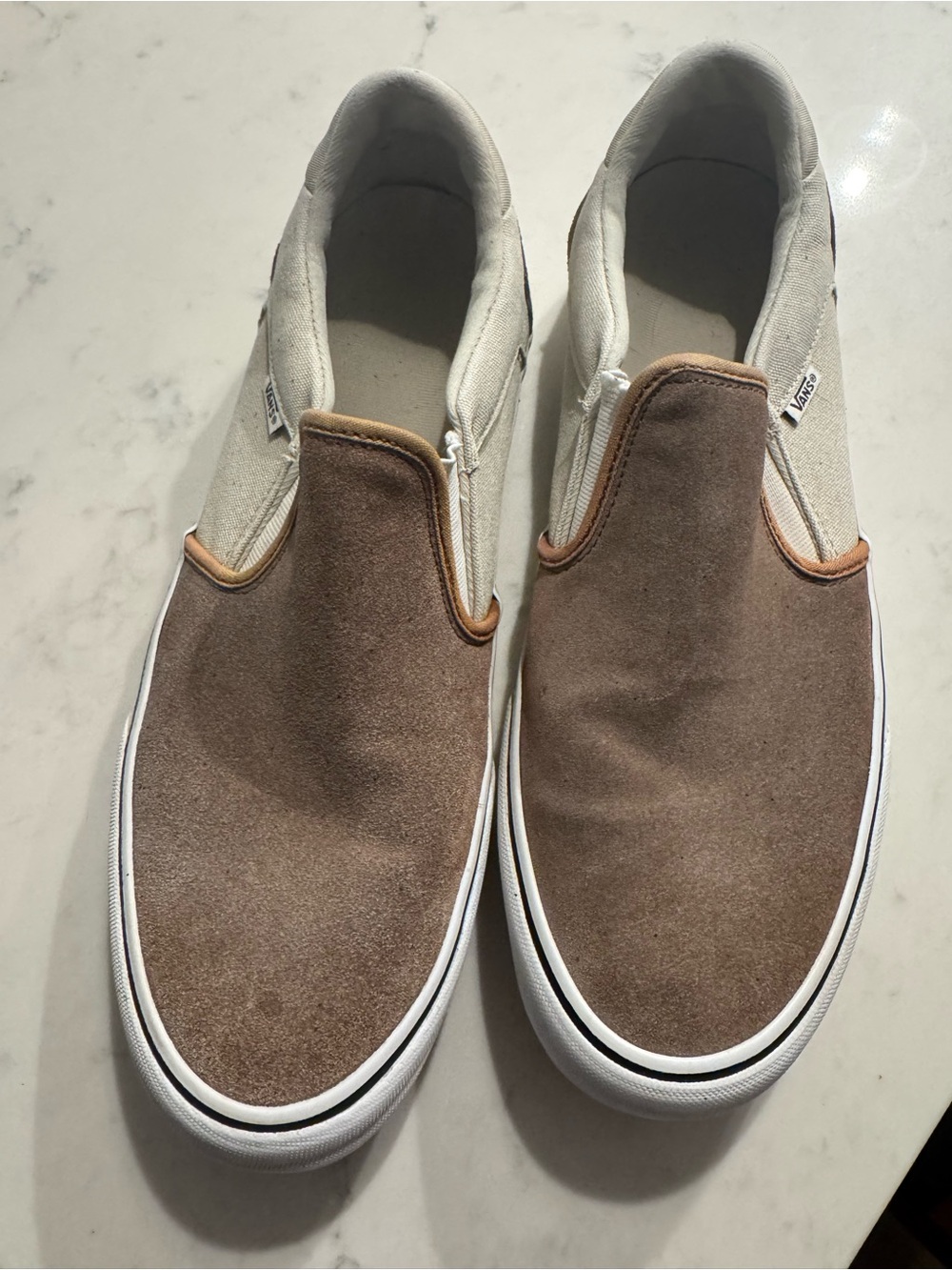 Vans Men’s Slip-On Suede & Canvas Sneakers - Brown & Cream